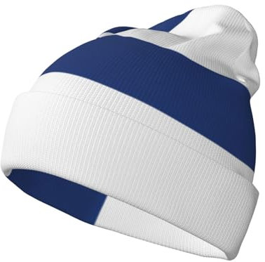 JEJEA Warme Wintermütze mit finnischer Flagge, Unisex, modisch, gestrickt, mit Bündchen, warme Mütze für Erwachsene, kaltes Wetter, Totenkopfmütze, Schwarz, Schwarz , Einheitsgröße