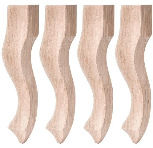 STOLMET Möbelfüße Tischbeine Füße Für Möbel Tischfüße 4 Stück 35 cm Im Louis Stil Buchenholz Unlackiert Couchtisch Bank