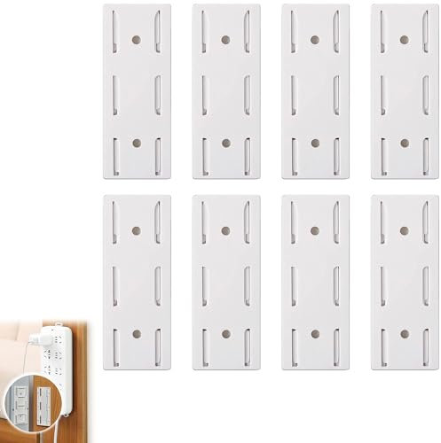 8PCS Adhesive Punch-Free Socket Holder Power Strip Holder Socket Holder Wall Mount Plug-in Socket Fixer For Home Kitchen Office - Attaches to Wood Plastic Metal Ceramic
