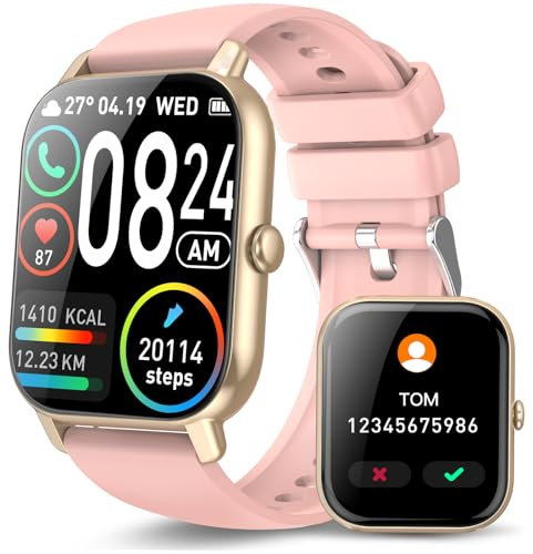 VKROBAG Smartwatch Uomo Donna (Rispondere/Fare Chiamate), 1,85 Orologio Smartwatch Uomo Donna, 112 Sportivo, IP68 Impermeabile Sportivo Watch con Frequenza Cardiaca/Sonno, Fitness Watch Rosa