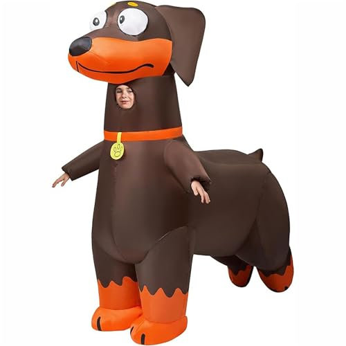 HOMEMOOD Sausage Dog Dachshund Inflatable Costume Adult, Full Body Blow Up Costume for Halloween Easter Carnival Christmas Drag Party