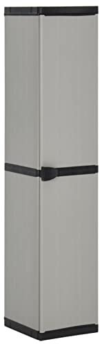 Gecheer Armoire de Rangement de Jardin en PVC et PP, 3 Étagères, Couleur Gris et Noir, 168 cm de Hauteur