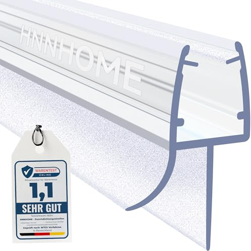 HNNHOME Duschtürdichtung unten mit Gummilippe für 5-8 mm Glas, 80cm | Transparentes PVC, zuschneidbar, einfache Montage gegen Wasseraustritt an Duschtüren und Duschkabinen
