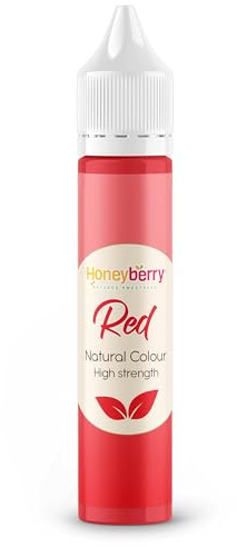 HONEYBERRY Colorant Alimentaire Naturel Liquide – Teinture Concentrée Peinture Comestible pour Glaçage, Pâte à Sucre, Crème au Beurre, Boissons – Sans Additifs Artificiels (Rouge, 30ml)