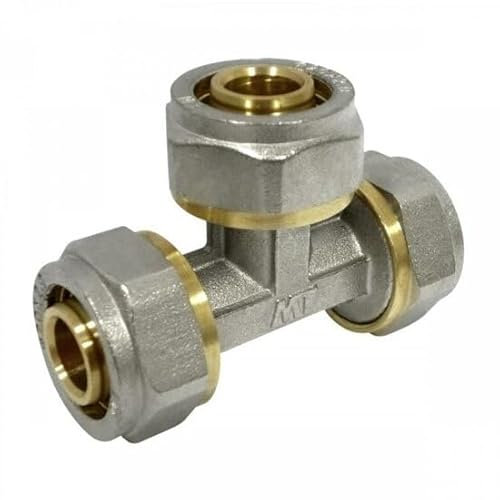 FLUVIA Te igual de Compresión 20 mm para Tubo Multicapa, Pex, apriete manual