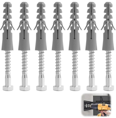 Heavy Duty Wall Anchor for Coach Screws 8x70mm with 12x60mm Plastic Plugs,Secure Fixings for Brick, Concrete, Stone -for Mounting Shelves, TVs - Pack of 7