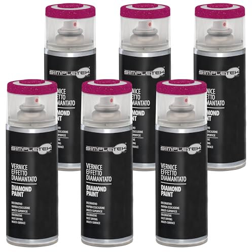 SIMPLETEK - 6 x V400DIAM.6 Spray Paint Red Diamond Effect 400 ml Paint Special Finishes Glitter Pearlescent (Kit of 6 pieces)