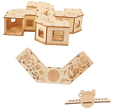 ibasenice Hamster Tunnel Maze Toy Pet Supplies Wooden Small Animal Labyrinth Hamster Playing Toy for Guinea Pig Hidden House Tunnel for Small Pet Exercise
