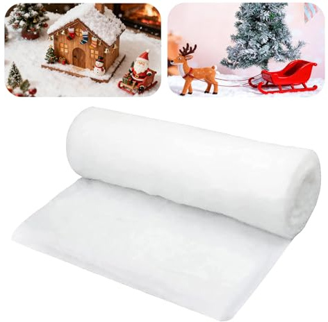 RUIBIFU Schneedecke Deko, Weihnachten Kunstschnee (80x300cm), Rolle Für Watte Deko Weihnachten, Weiß Kunstschnee Matte, Schneedecke Weihnachtsdorf, Weihnachtsschnee Für Party Deko