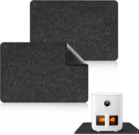 Heat Resistant Mat for Air Fryer 12X17, 2 Pcs Kitchen Heat Protector Mat | Non-Slip Heat-Resistant Worktop Protector for air fryers, Coffee Machines, Microwave ovens, and Stand Mixers(Black)
