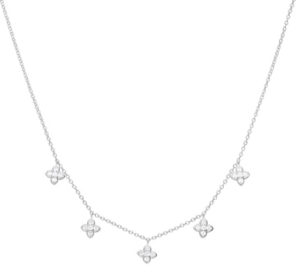 Lucardi - Damen Halskette, 925 Silber, mit Anhängern in Sternform mit Zirkonia - Halskette - 925 Silber - Silberfarbig - 45 cm - Nickelfrei