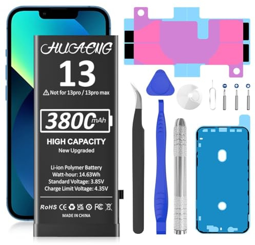 Akku für iPhone 13, 3800 mAh Ersatzakku mit hoher Kapazität für iPhone 13 A2482 A2631 A2634 A2633 A2635 mit Ersatzwerkzeug-Sets (Nicht für 13 Pro / 13 Pro Max)