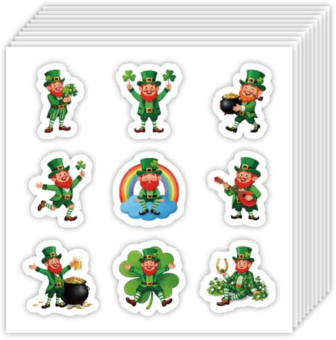 OLYCRAFT 180 Stück Aufkleber Cartoon Kleeblatt Kobold Aufkleber 2.4x2.3cm Glücksklee Aufkleber Dekorationsaufkleber Für Irische Feiertagspartys DIY Scrapbook Journal Dekoration