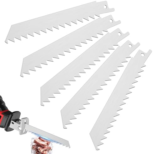 6 Inch Stainless Steel Reciprocating Saw Blade for Frozen Meat Bone Cutting, 3 TPI Food Saw Blade for Home Commercial Restaurant Use, 5 Pack