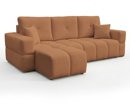 IDOHOME Ecksofa L-Form mit Schlaffunktion & Bettkasten, 250x148x85 cm, Liegefläche 125x200 cm, Sofa L Form - Farbe: Centaur 06