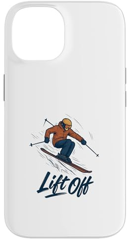 Hülle für iPhone 14 Lift Off | Skisprung-Wintersport-Grafik mit Pinselschrift