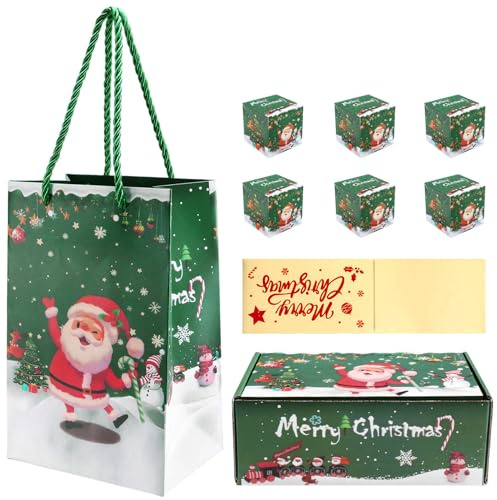 Mucshim Weihnachts-Sparschachtel Set Geschenkbox Explosionsbox für Geld Weihnachts-Geldbox für Bargeldgeschenke (Grün, 6 Stück)