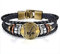 JewelryWe Schmuck Herren Damen Schütze Armband, 12 Tierkreis Sternzeichen Horoskop Charms Druckknopf Armreif, Leder Legierung, schwarz