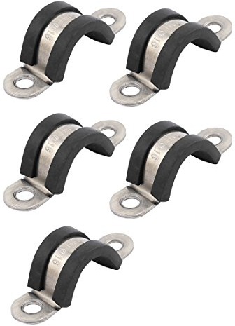 sourcing map 5 Stk 16 mm Durchmesser Gummi gefüttert U-förmige Edelstahl Schlauch Schellen klemmen Kabel DE de