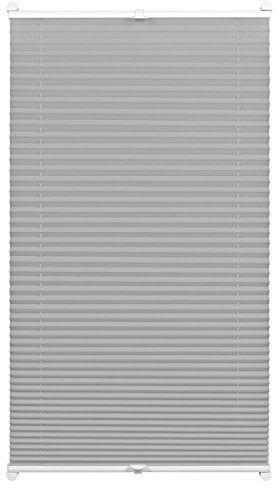 GARDINIA Plissee zum Klemmen, Blickdichtes Faltrollo, Alle Montage-Teile inklusive, EASYFIX Plissee Cara verspannt mit Zwei Bedienschienen, Grau, 80 x 130 cm (BxH)