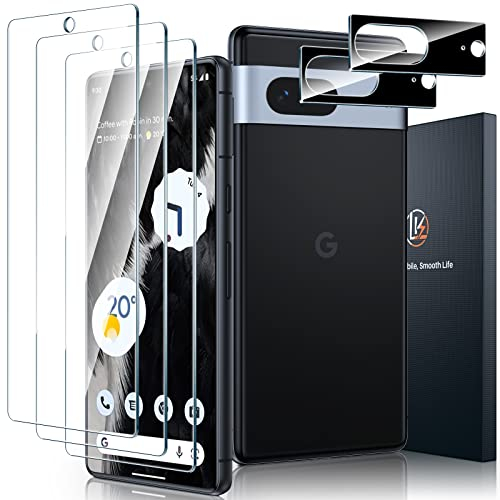 LK 3+2 Pack Google Pixel 7 Displayschutzfolie, 3 Panzerfolie und 2 Kameraschutz,Scratch-Resistant, Militärische Härte Folie, HD Vollständige Abdeckung Fingerabdruck-ID unterstützen