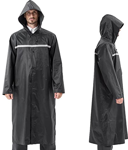 Pahajim Chaqueta de Lluvia Larga para Adultos, Chaqueta Ripstop Reutilizable con Capucha Ajustable, Chaqueta Impermeable Ligera, Chaqueta Impermeable para Hombres y Mujeres
