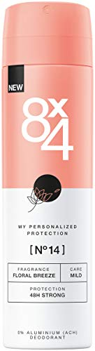 8X4 Deodorante spray N°14 Floral Breeze (150 ml), Deodorante da donna con fresco profumo floreale, 48 ore affidabile senza alluminio (ACH) per ogni tipo di pelle