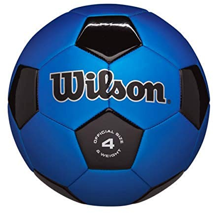 Wilson Traditioneller Fußball, Größe 4, Schwarz/Königsblau
