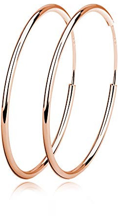 Damen Creolen Ohrringe Sterling Silber Huggie Kreolen Groß Rund Hängend Klapp-Creolen Ohrhänger für Frauen Mädchen Schmuck Durchmesser Rosa Gold 40mm