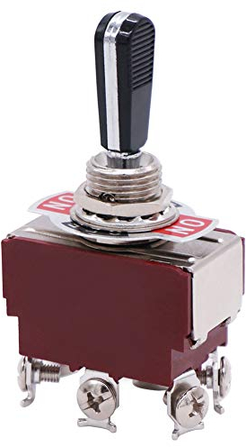 mxuteuk Interruttore a levetta per impieghi gravosi 20A 125V DPDT 3 posizioni 6 Pin Interruttore ON/OFF/ON con impugnatura resistente all'usura in PC nero, TEN-A-6310BK