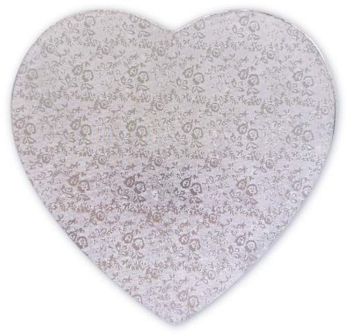 Jacobi Decor Cake Company Tortenplatte Herz 300mm | Cake Board herzförmig | auch für dicke und mehrstöckige Torten | hochwertige silber Alukaschierung | 10mm dick, 1 Stück