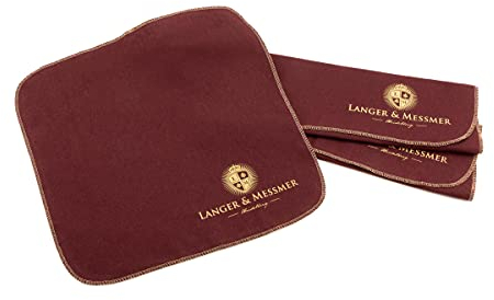 Langer & Messmer Poliertücher für Glattleder aus 100% Baumwolle im praktischen Set - Das Schuhputztuch für die professionelle Schuhpflege (Bordeaux | Beige)