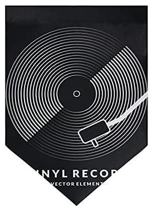 Poeticcity Black White Vinyl Record CD Player for Music on Dark 12 x 18.5 Decorative Garden Flag Seasonal Banner Polyester Two-Sided Welcome Home Front Yard Party Indoor Outdoor Flag