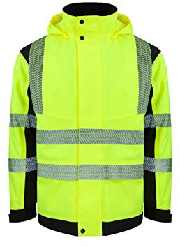 Korntex Hi-Vis Softshell Rain Jacket (Printable) Copenhagen - Wasserdichte Warnschutz- Arbeitsjacke, Gelb, Gr.L