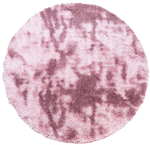 Carpeto Rugs Rond Tapis Salon, Chambre Shaggy à Poil Long - Doux Moquette pour Chambre - Tapis Moelleux Grande Taille de Chambre Adulte Moderne - Rose - 160 x 160 cm