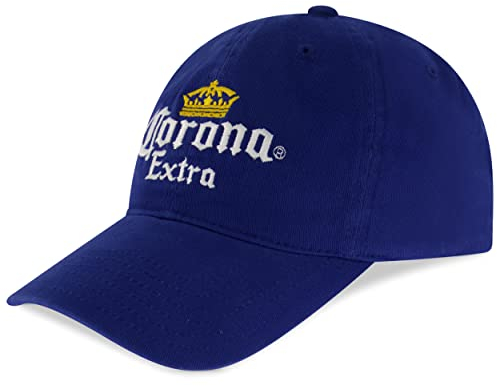 Concept One Unisex Corona Extra Dad Hut, Baumwolle Baseball Cap mit gesticktem Logo, verstellbare Baseballmütze Baseballkappe, blau, Einheitsgröße