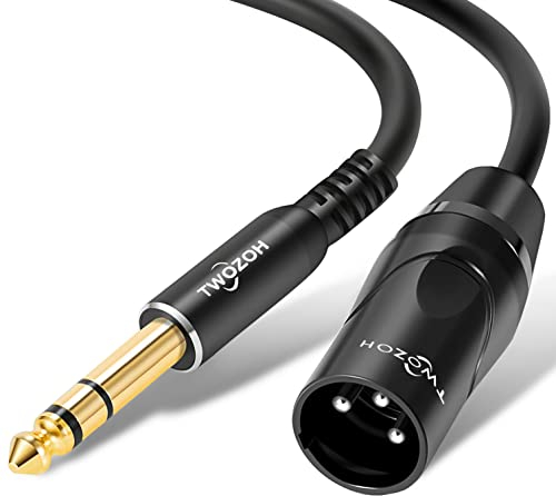 Twozoh XLR to 1/4 Inch Jack TRS Cable, balanced 6.35mm Plug to 3 pin XLR Male, Quarter inch Stereo Male Guitar Cable 5M (Profesional/Hifi)