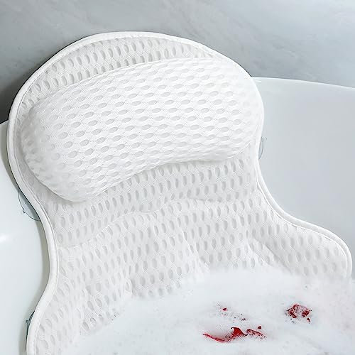 Badewannenkissen Luxus Badewannenkissen Badewannenkissen für Badewanne Nacken und Rückenstütze, ergonomisches Wannenkissen für Badewanne mit weichem 4D Air Mesh + 6 starken Saugnäpfen, tolles Spa
