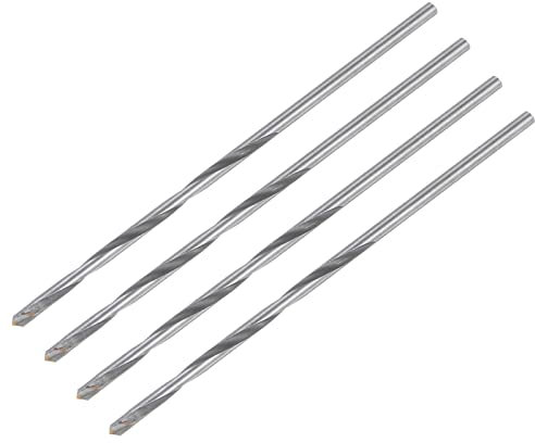 sourcing map 3mm Coupe Dia Cimenté Carbure Foret Hélicoïdal avec Rond Droit Tige pour Acier Trempé Acier Inox, 100mm Longueur 4 Pcs