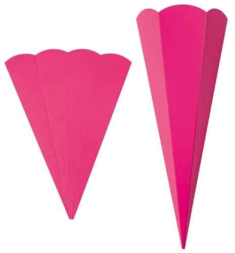 PAINT IT EASY NEU Geschwister-Schultüte Rohling mit Steckverschluß, Stabiler Karton 400g/qm, 6-eckig, 41 cm, 1 Stück, Pink