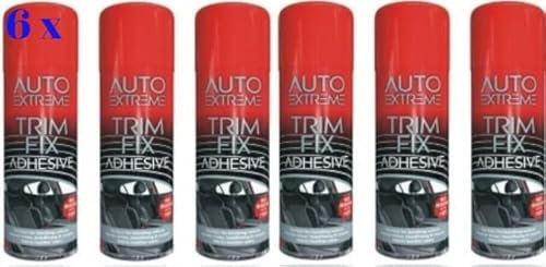 6 x 500ML TRIM FIX HIGH TEMPERATURE ADHESIVE SPRAY CARPET GLUE FOR CAR VAN LINING
