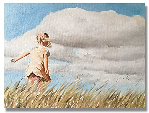 James Coates - Girl in Field Art Print Poster Wall Art 16 x 12 inches (A3) yellow