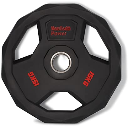Men's Health 15kg Hantelscheiben 1er Set - Für Ø50mm Langhantelstangen - Hantelscheibe mit Polyurethanschutz - Gewichtsscheiben Set für Zuhause - Hochwertig Hantel