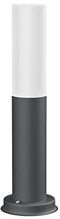 ledscom.de Pollerleuchte PORU, Glas, für außen, anthrazit, rund, 37,5cm, inkl. E27 Lampe, max. 1020lm, weiß