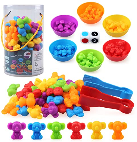 NEWSTYLE Jeux Montessori 3 4 5 Ans, Jouets pour Comptage et Tri Numéros Compter Les Koala avec Tasses Jeu de Tri Motricité Fine Jouet Educatif Bébé Classification des Couleurs Cadeau Garcon Fille