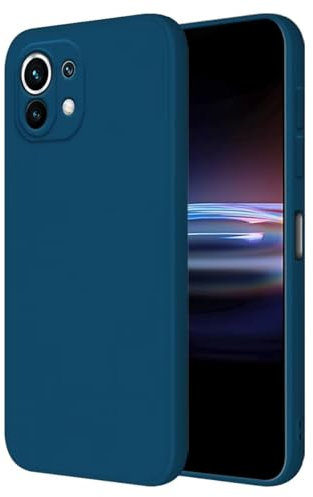 HONLEN Hülle für Xiaomi MI 11 Lite / 11 Lite 5G / 11 Lite 5G NE Schutzhülle Case, (6.55 Inches) Liquid TPU Silicone Handyhülle mit Fallschutz Silikon Cover Saphirblau