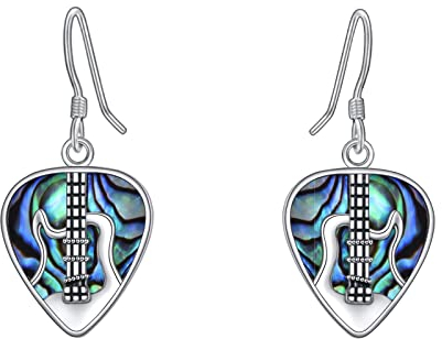 Gitarren Ohrringe 925er Sterlingsilber Gitarren Plektrum baumelnde Ohrringe Musik Schmuck Geschenke für Frauen