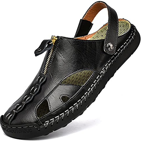 Kouani Men'S Sandals Outdoor Leather Closed Toe Beach Shoes