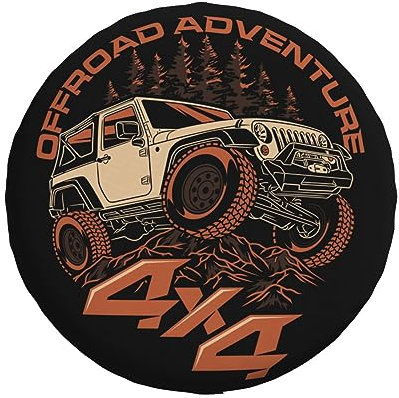 Housse de pneu de rechange pour voiture - Impression Adventure Off-Road - 4 x 4 - Imperméable et anti-poussière - Pour SUV, camping-car, remorque - 38,1 cm