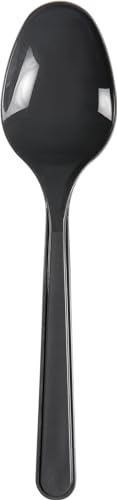 Abena Gastro Reusable Plastic Spoons | 18cm | Pack of 50 | Charcoal Grey Plastic Spoons | Dishwasher Safe and Microwavable Heavy Duty Spoons | Perfect for Social Events and Parties